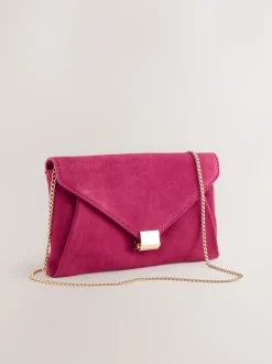 Next Pink Suede Clutch Bag Clearance