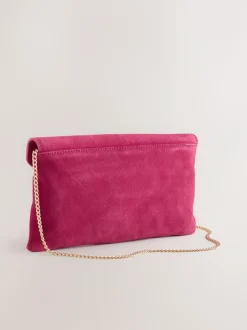 Next Pink Suede Clutch Bag Clearance