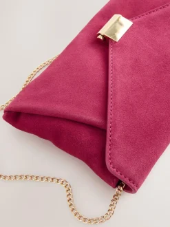 Next Pink Suede Clutch Bag Clearance