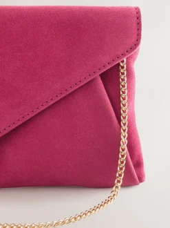 Next Pink Suede Clutch Bag Clearance