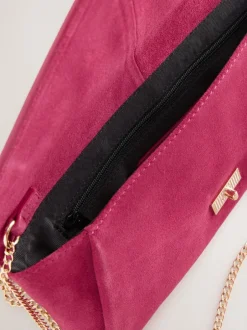 Next Pink Suede Clutch Bag Clearance