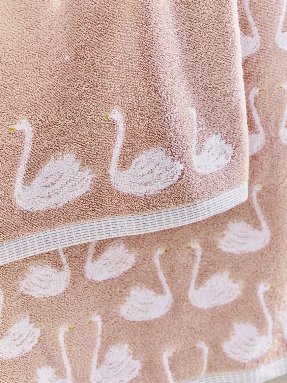 Next Pink Swan 100% Cotton Towel Outlet