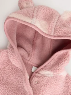Next Pink Tonal Heart Printed Borg Baby Jacket (0-18mths) Outlet