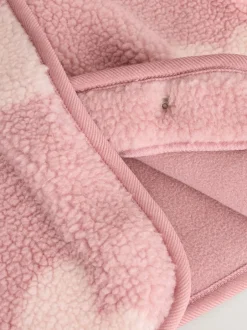 Next Pink Tonal Heart Printed Borg Baby Jacket (0-18mths) Outlet