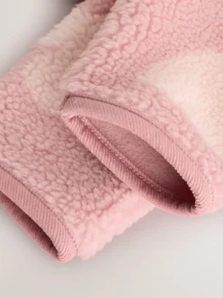 Next Pink Tonal Heart Printed Borg Baby Jacket (0-18mths) Outlet