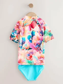 Next Pink Tropical Short Sleeve Sunsafe Rash Vest And Pant Swim Set (3-16yrs) Best