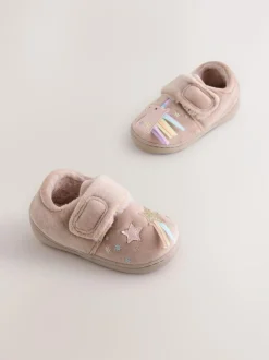 Next Cosy Lined Cupsole Slippers Pink Unicorn