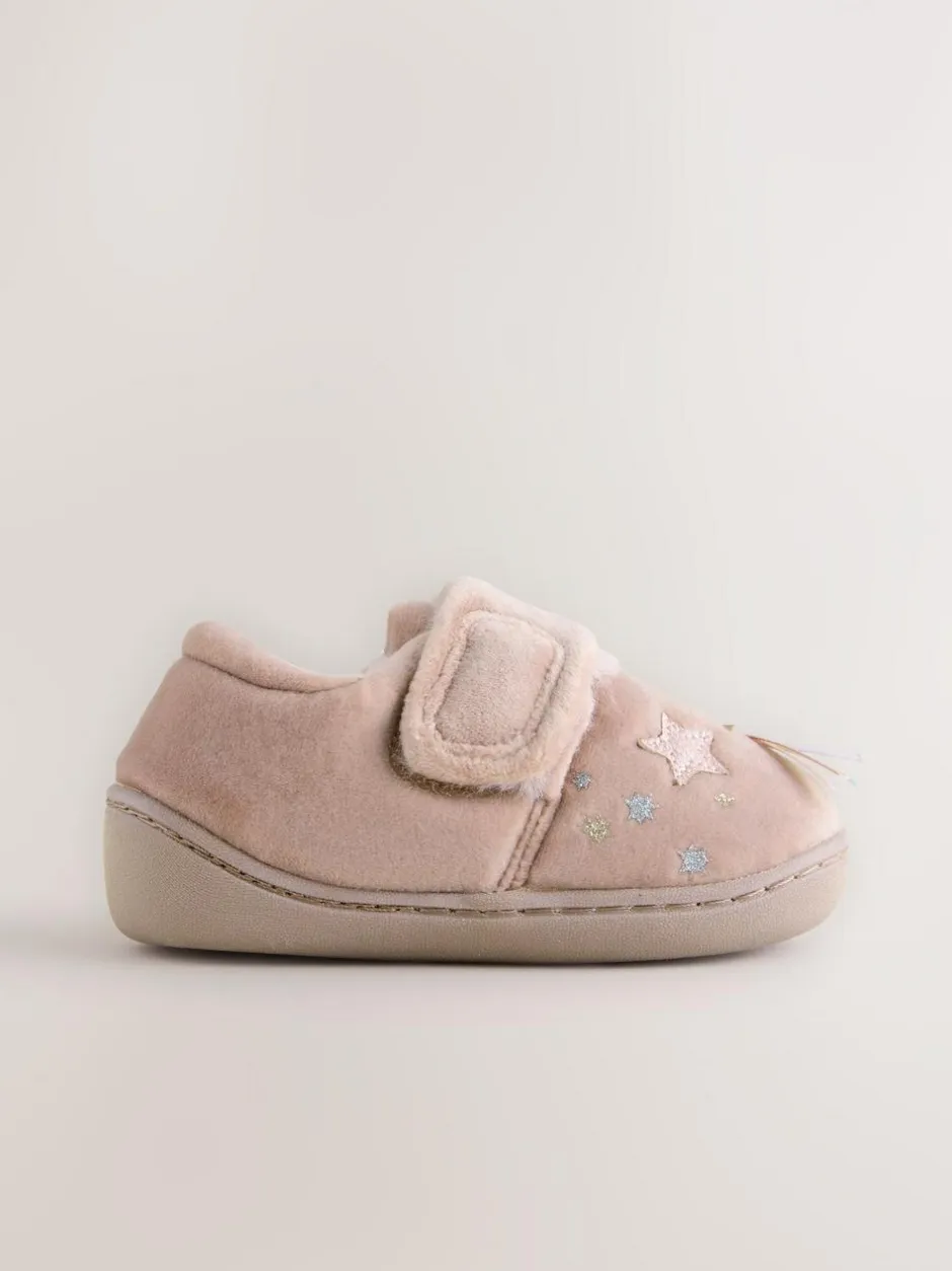 Next Cosy Lined Cupsole Slippers Pink Unicorn