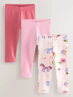 Next Leggings 3 Pack (3mths-7yrs) Pink Unicorn Online