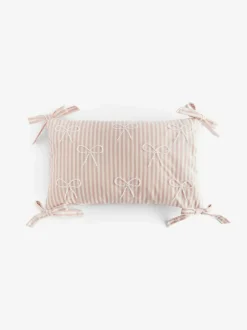 Next Pink Velvet Embellished Bow Cushion Clearance