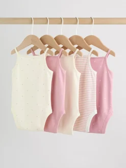 Next Pink Vest Baby Bodysuits 5 Pack Sale