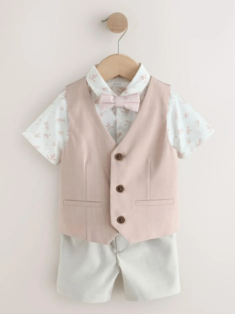 Next Pink Waistcoat, Shirt, Shorts & Tie Set (3mths-9yrs) Sale