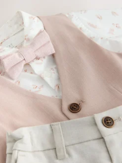 Next Pink Waistcoat, Shirt, Shorts & Tie Set (3mths-9yrs) Sale