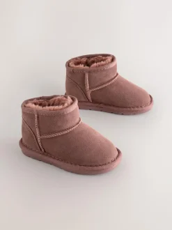 Next Pink Water Repellent Standard Fit (F) Suede Pull On Boots