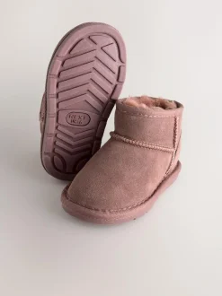 Next Pink Water Repellent Standard Fit (F) Suede Pull On Boots