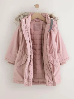 Next Waterproof Wadded Coat (3-16yrs) Pink