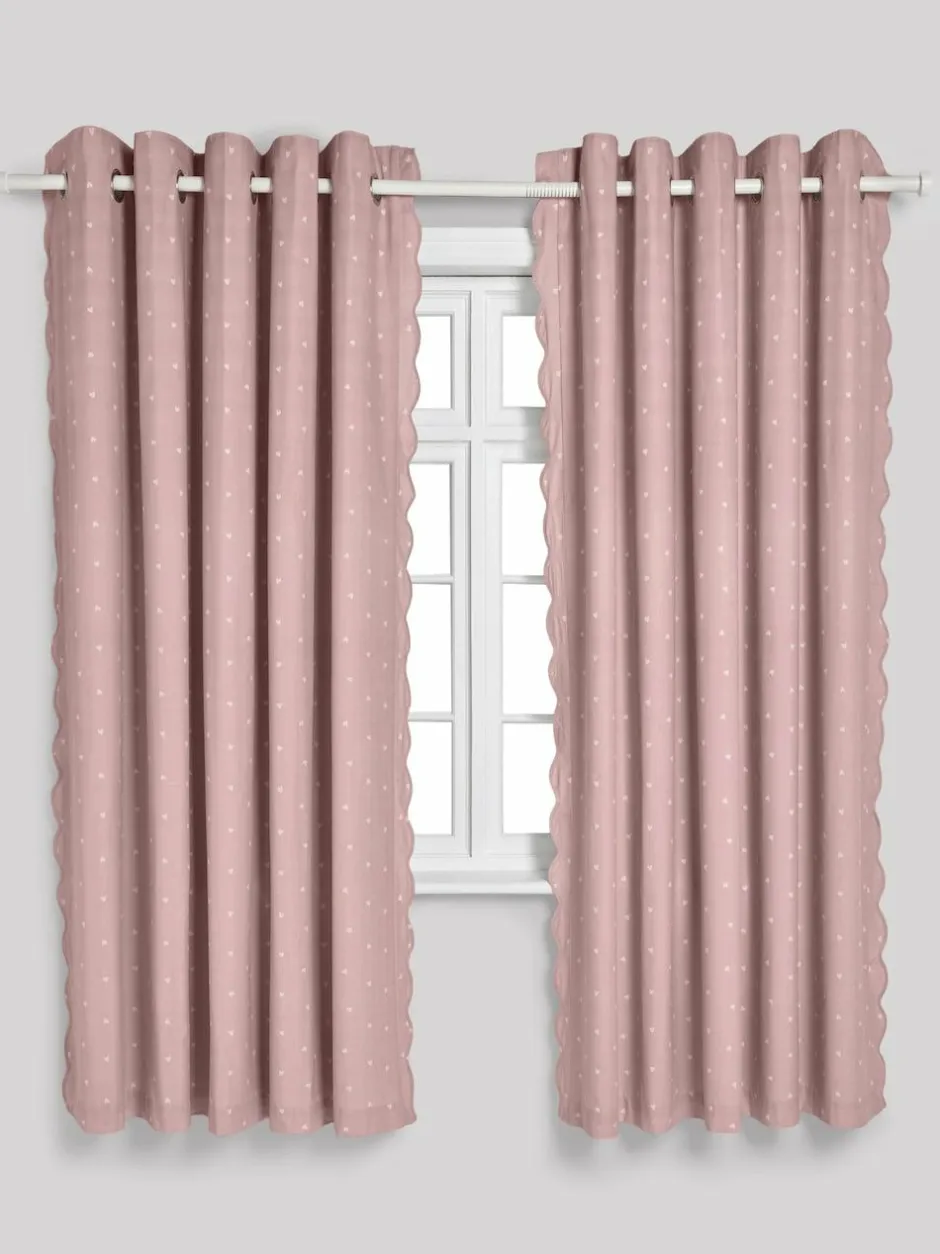 Next Pink Wave Edge Heart Eyelet Blackout Curtains New