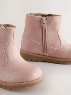 Next Pink Wide Fit (G) Chelsea Zip Tassel Ankle Boots Online