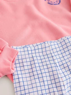 Next Pink Zebra Crew Neck Sweatshirt & Shorts Set (3mths-7yrs) Clearance