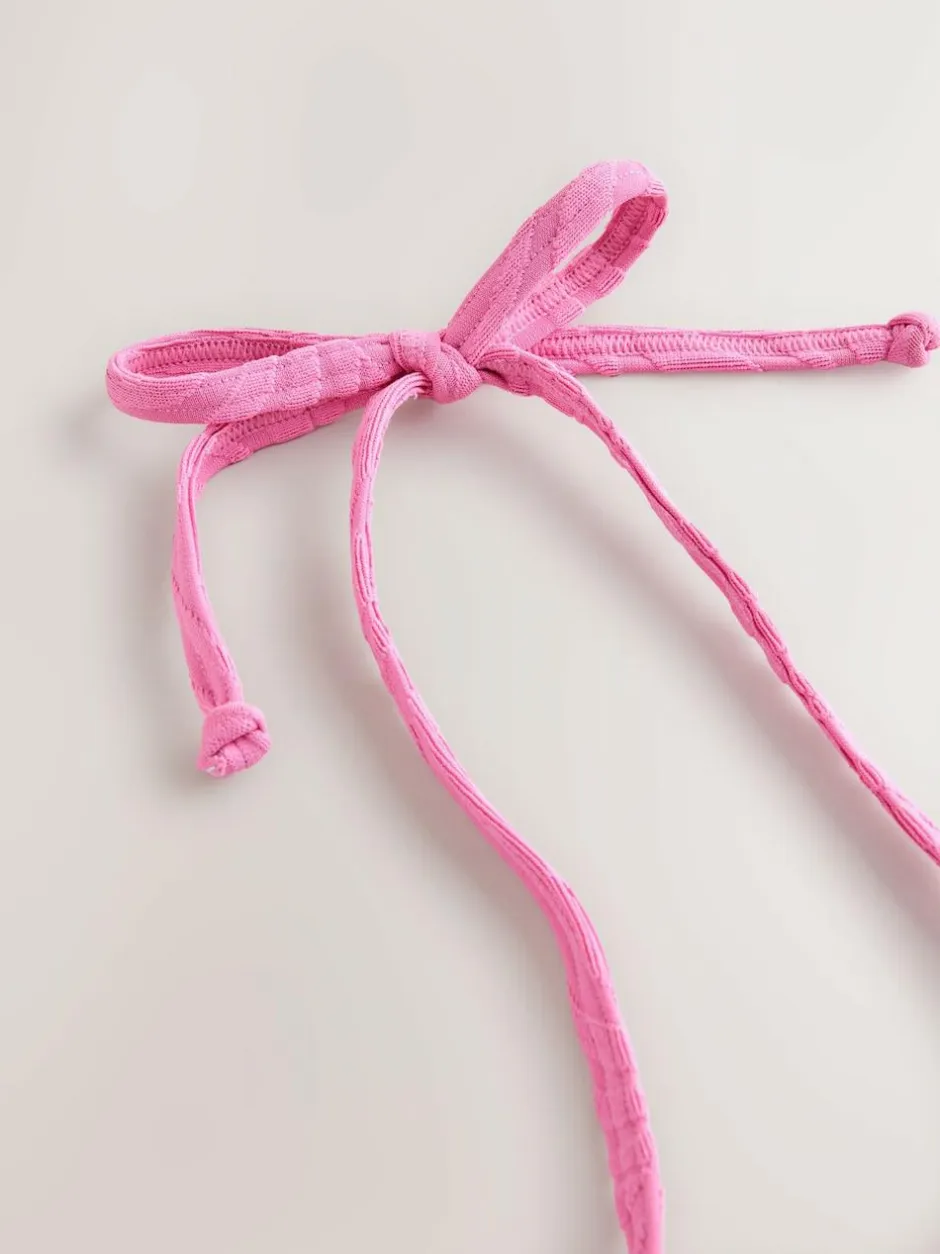 Next Pink Zebra Textured Padded Wired Plunge Bikini Top Sale