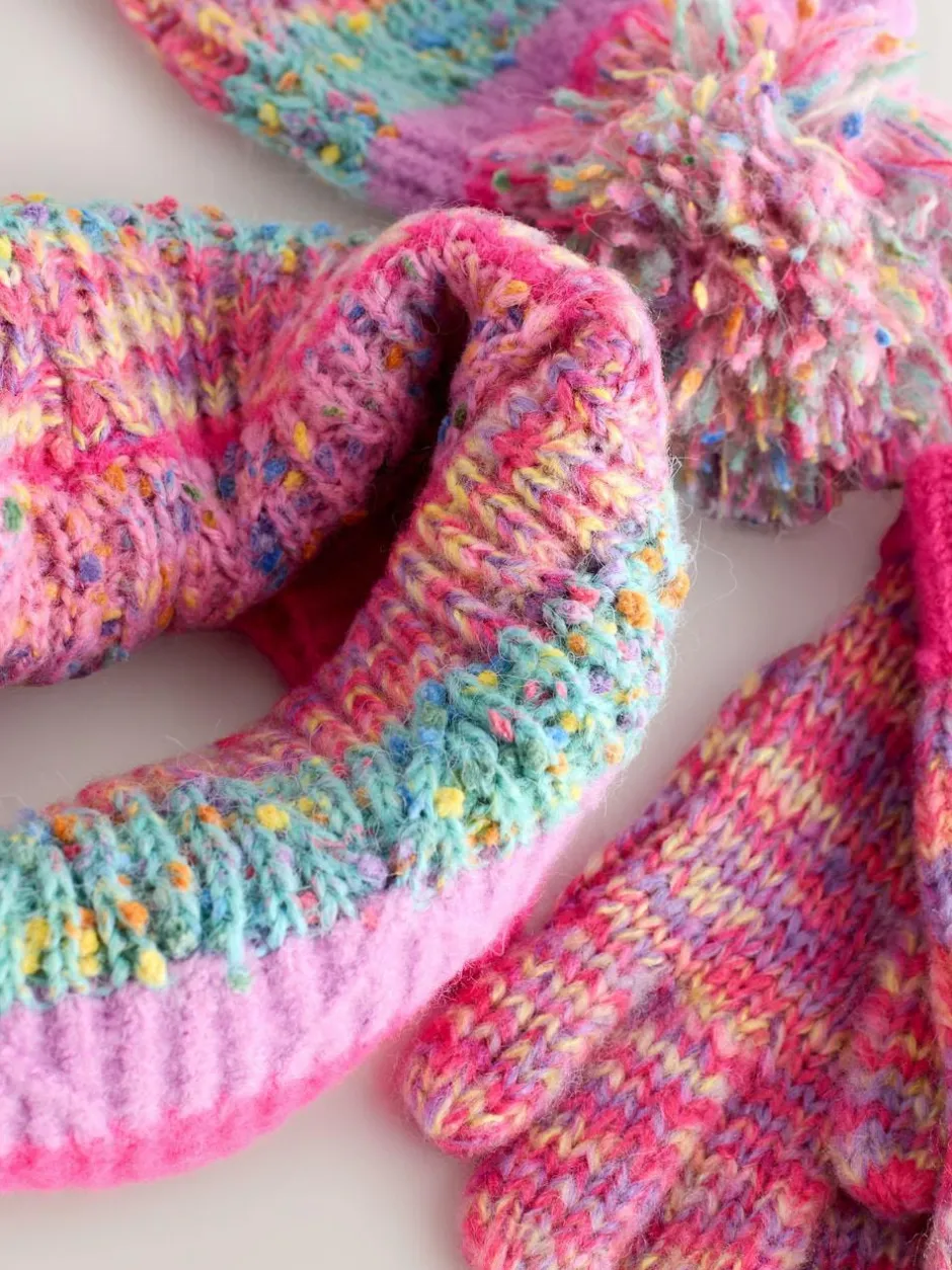 Next Pink/Blue Beanie Gloves And Snood Set (3-13yrs) Outlet