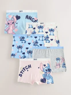 Next Pink/Blue Disney Stitch and Angel Shorts 5 Pack (2-16yrs) Sale