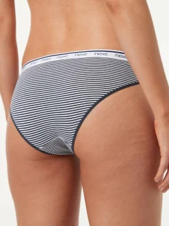 Next Bikini Cotton Logo Knickers 4 Pack Pink/Blue Stripe Clearance