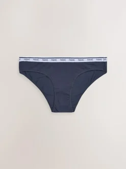 Next Bikini Cotton Logo Knickers 4 Pack Pink/Blue Stripe Clearance