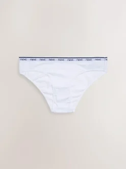 Next Bikini Cotton Logo Knickers 4 Pack Pink/Blue Stripe Clearance