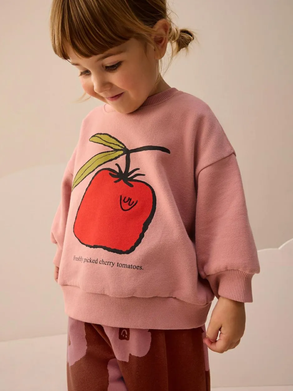 Next Pink/Brown Tomato Sweatshirt and Barrel Leg Joggers Set (3mths-7yrs) Best