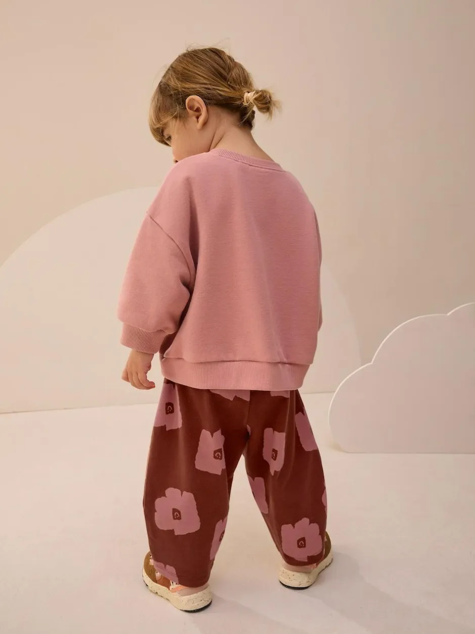 Next Pink/Brown Tomato Sweatshirt and Barrel Leg Joggers Set (3mths-7yrs) Best