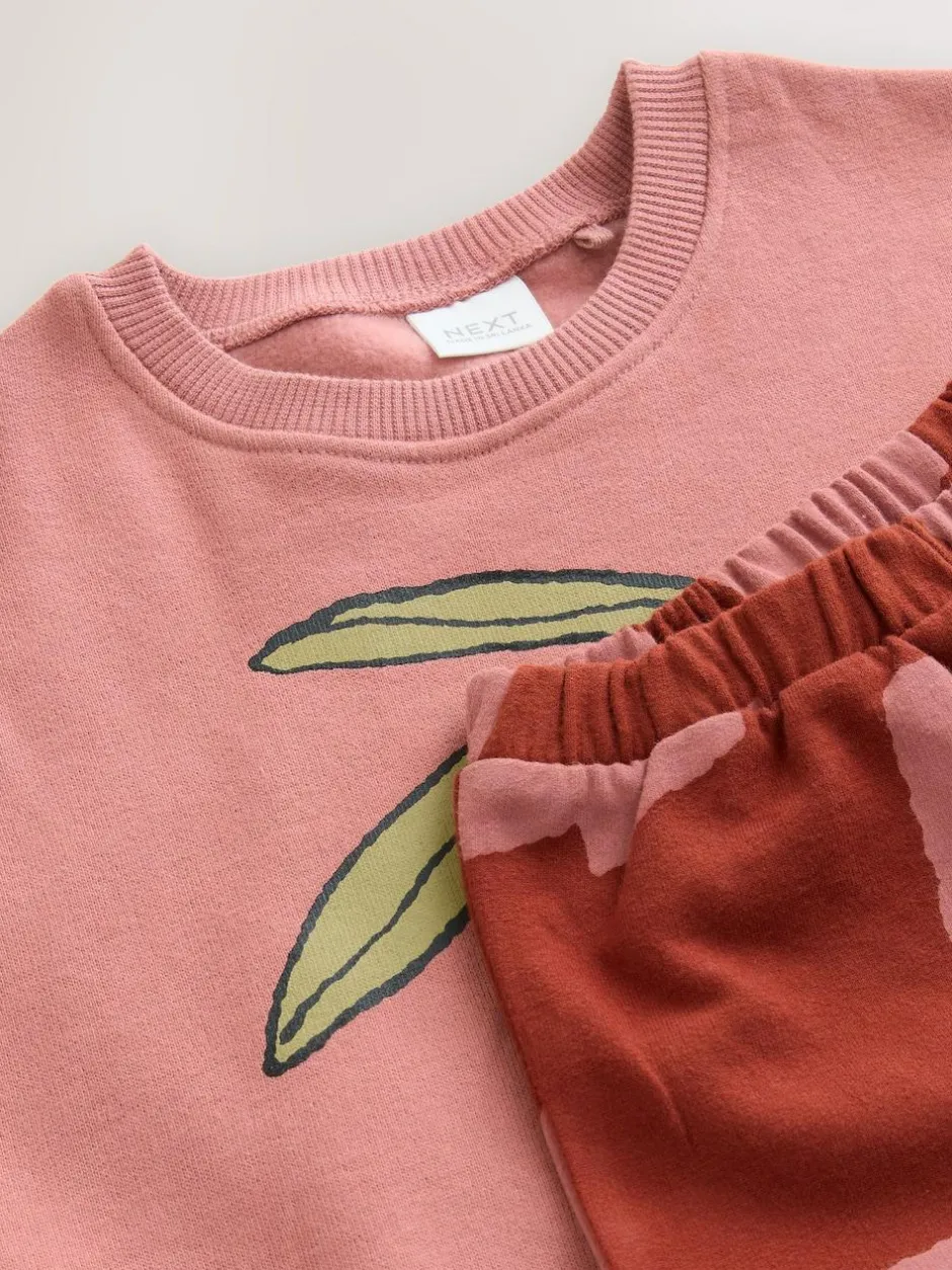 Next Pink/Brown Tomato Sweatshirt and Barrel Leg Joggers Set (3mths-7yrs) Best