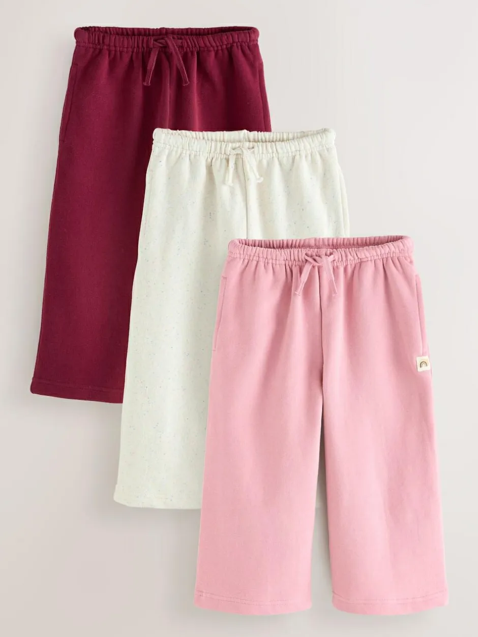Next Wide Leg Joggers 3 Pack (3mths-7yrs) Pink/Burgundy/Oatmeal Outlet