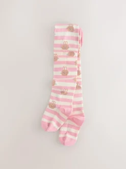 Next Pink/Cream Cotton Rich Bunny Character Tights Sale