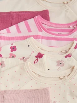 Next Pink/Cream Flower Baby Long Sleeve Top and Leggings Set 8 Piece (0mths-2yrs) New