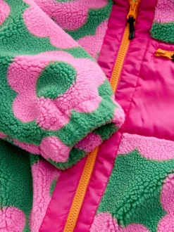 Next Pink/Green Flower Zip Up Borg Jacket (3-16yrs) Discount