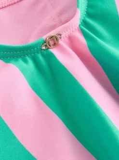 Next Pink/Green Stripe Beaded Embellished Tummy Control Scoop Swimsuit