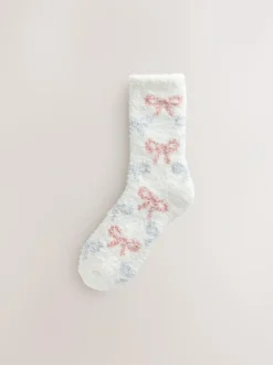 Next Cosy Ankle Socks 4 Pack Pink/Grey Bows Best