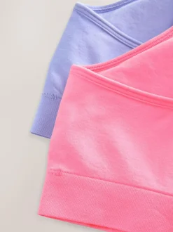 Next Seam Free Strappy Crop Tops 2 Pack with Removable Lightly Padded Cups (7-16yrs) Pink/Lilac New