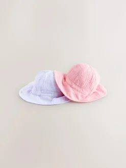 Next Pink/Purple Crinkle 2 Pack Baby Bucket Hat (0mths-2yrs) Discount