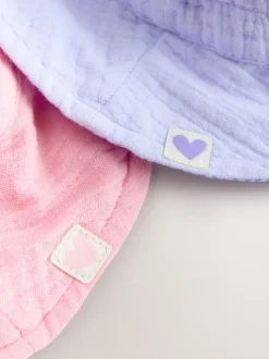 Next Pink/Purple Crinkle 2 Pack Baby Bucket Hat (0mths-2yrs) Discount