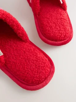 Next Pink/Red Borg Mule Check Heart Slippers Discount