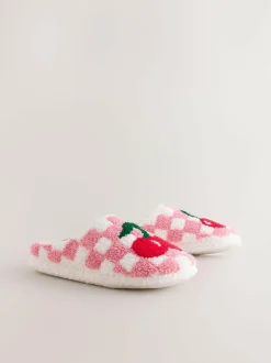 Next Pink/Red Check Cherry Mule Slippers Best