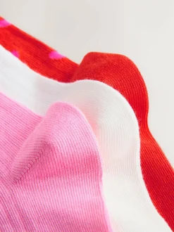 Next Pink/Red Cotton Rich Ribbed Ankle Socks 3 Pack Online