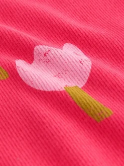 Next Pink/Red Flower Rib Long Sleeve T-Shirt (3mths-7yrs) New