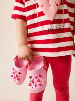 Next Standard Fit (F) Character Clogs Pink/Red Hearts Clearance