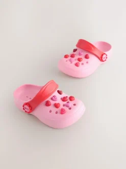 Next Standard Fit (F) Character Clogs Pink/Red Hearts Clearance