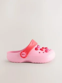 Next Standard Fit (F) Character Clogs Pink/Red Hearts Clearance