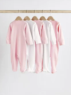 Next Pink/White 5 Pack Baby Sleepsuits (0-2yrs) Best