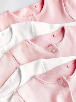 Next Pink/White 5 Pack Baby Sleepsuits (0-2yrs) Best